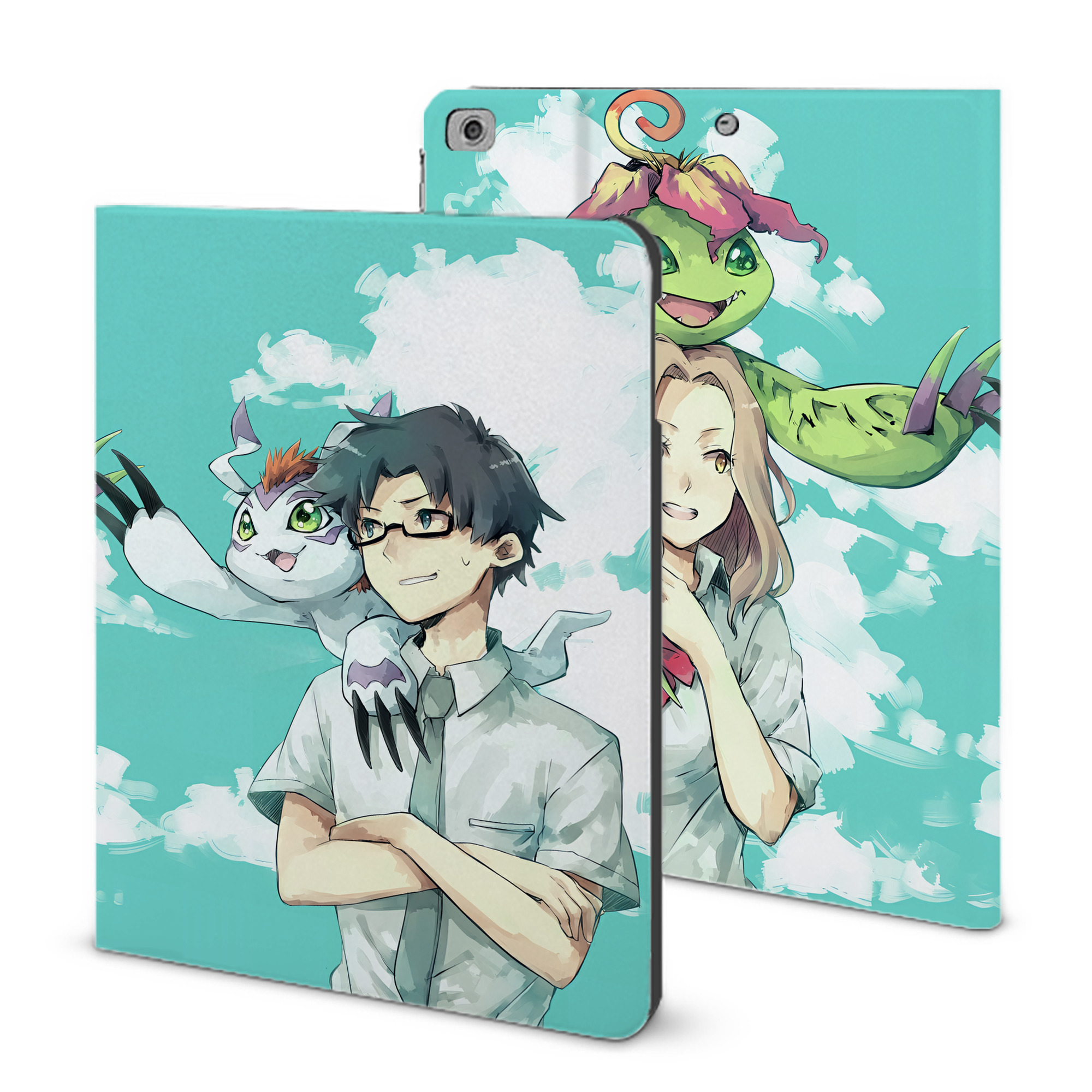 （画像用） Digimon デジタルモンスター/デジモン IPad ケース ブック型 PUレザー TPU 耐衝撃 軽量 薄型 ペン収納なし 全面保護 IPad 各モデル対応